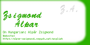 zsigmond alpar business card